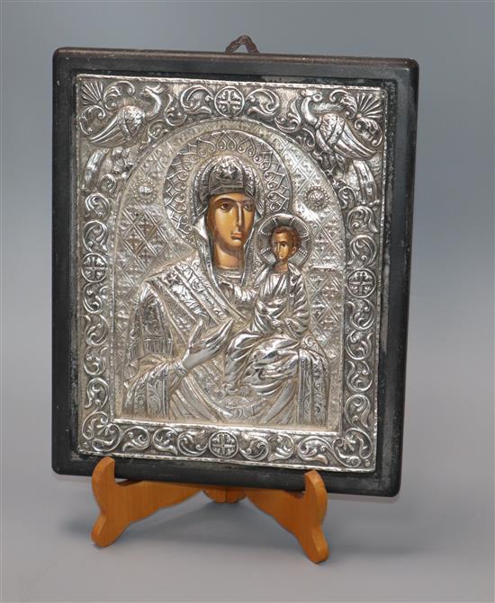 A modern Russian silver icon with 950 oklad 26.5 x 22cm